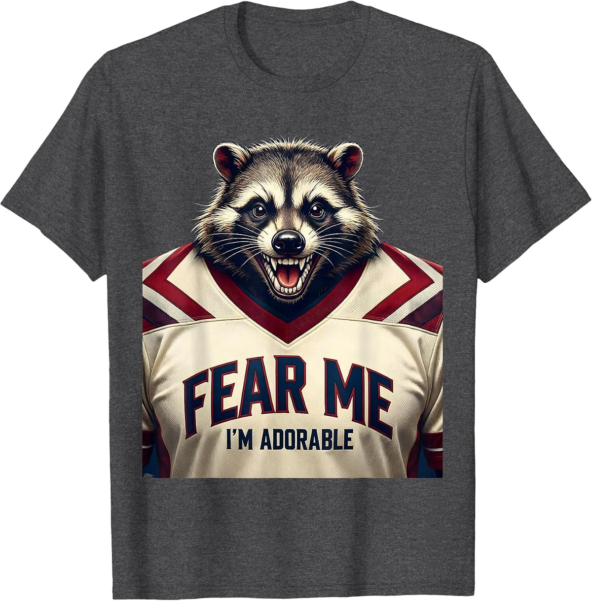 Men's Fear Me I'm Adorable Funny Opossum Design T-Shirt - Dark Heather Grey