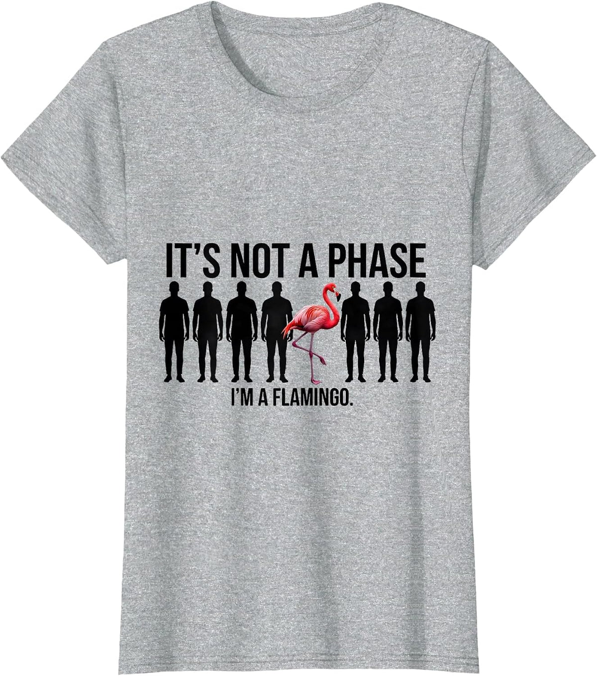 It's Not A Phase, I'm A Flamingo Funny Animal Lover Humor T-Shirt - Heather Grey