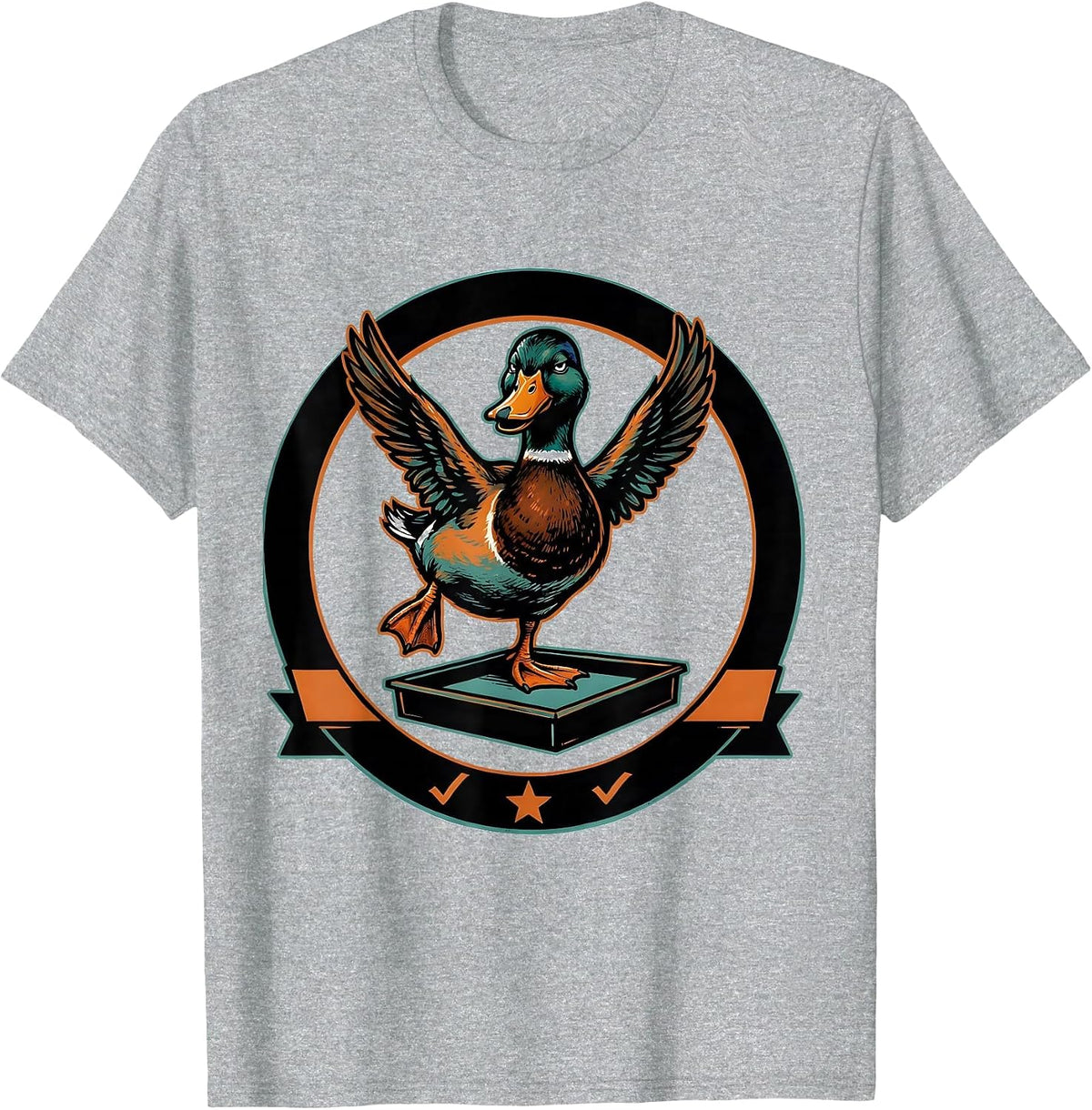 Men's Dismissive Duck Screenprint Poster Humor Novelty Gift T-Shirt - Heather Grey