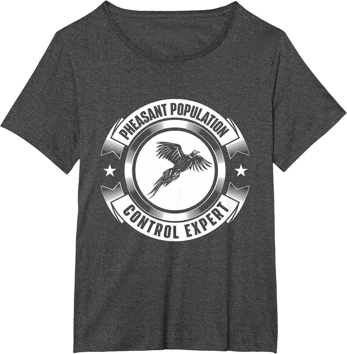 Pheasant Population Control Expert - Hunting Bird Hunter T-Shirt - Dark Heather Grey