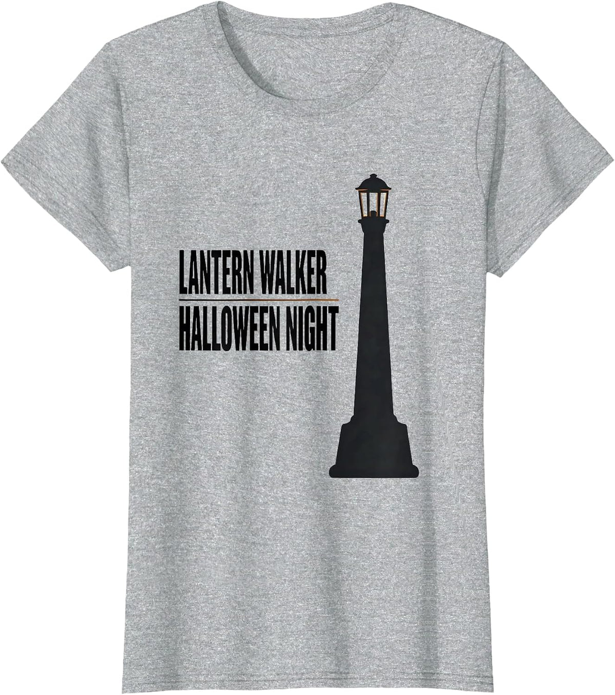 Women's Lantern Walker Halloween Night Faith Over Fear Christian T-Shirt - Heather Grey
