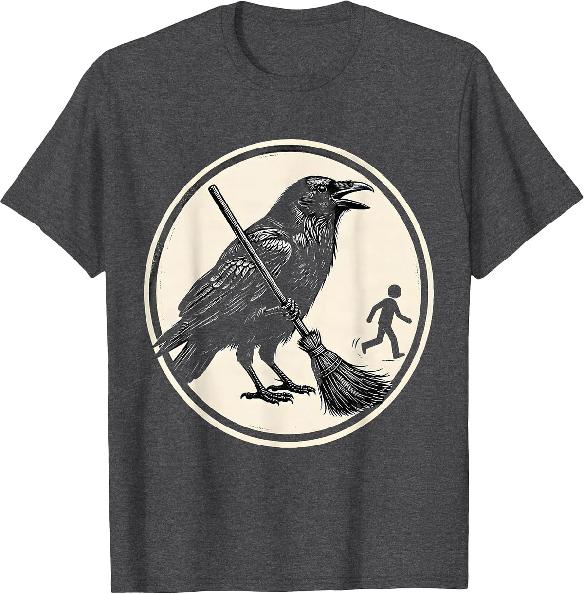 Sealed Crow Gothic Humor Dark Novelty T-Shirt - Dark Heather Grey