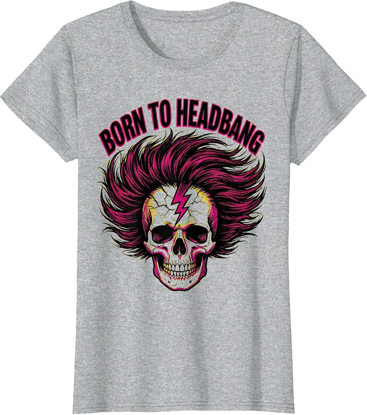 Born to Headbang Metal Band Graphic Design T-Shirt - Heather Grey