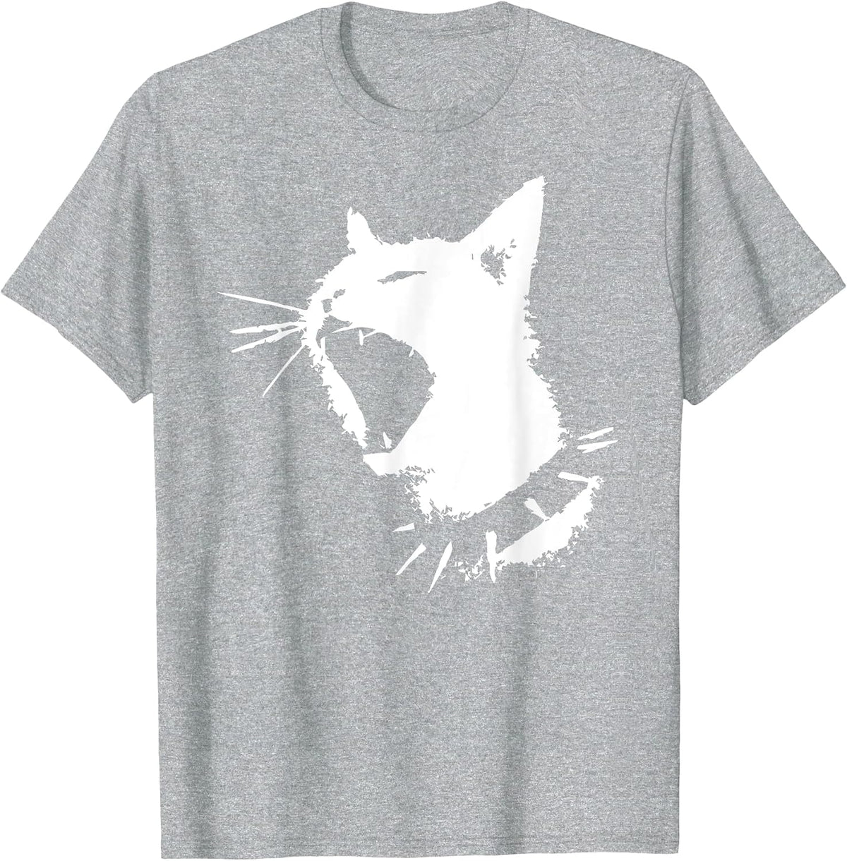 Cat Skull Punk Y2k Cute Creepy Kitty Goth Black Alt Gothic T-Shirt - Heather Grey
