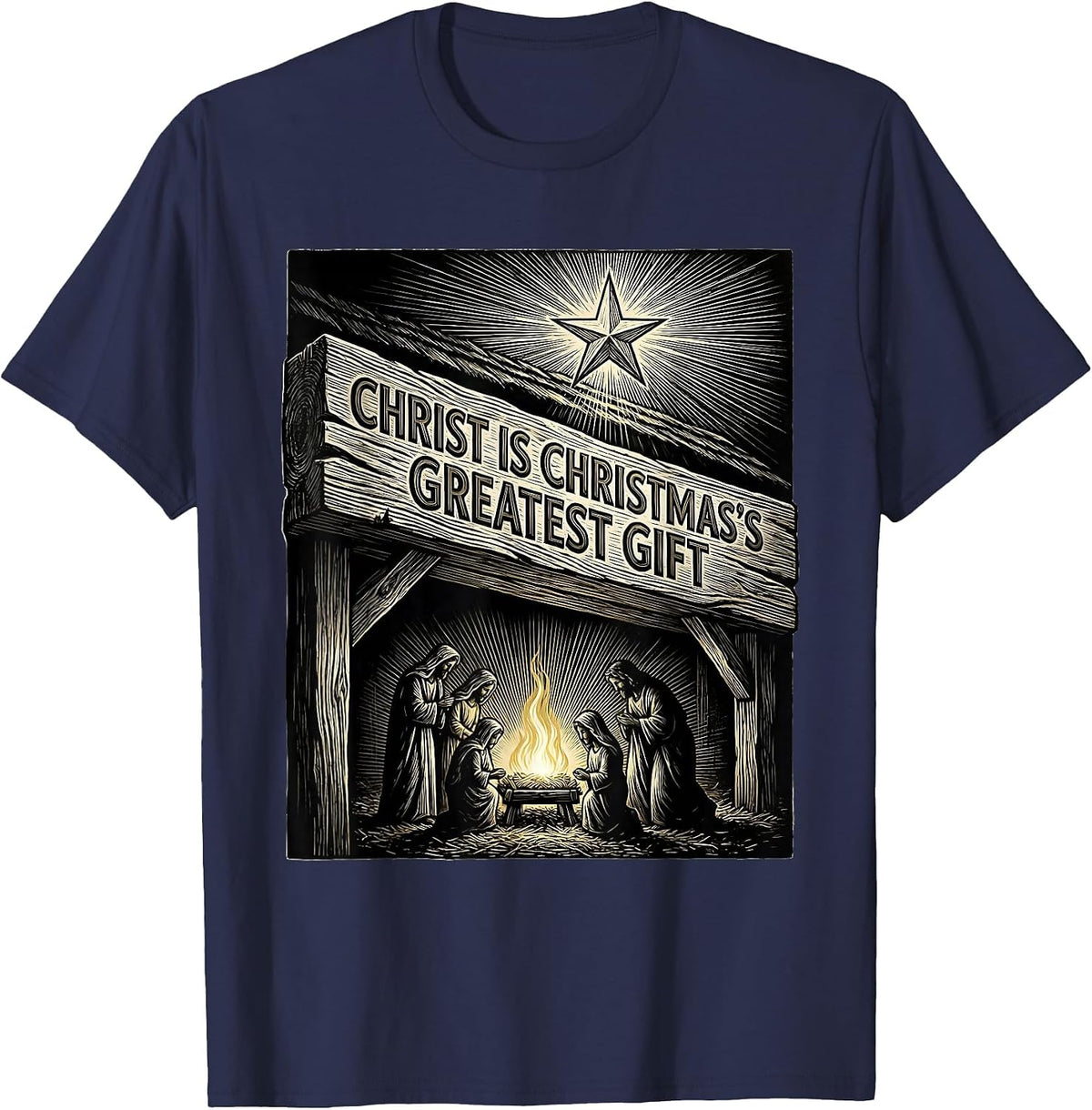 Christ Is Christmas's Greatest Gift Religious Christian T-Shirt - Navy Blue