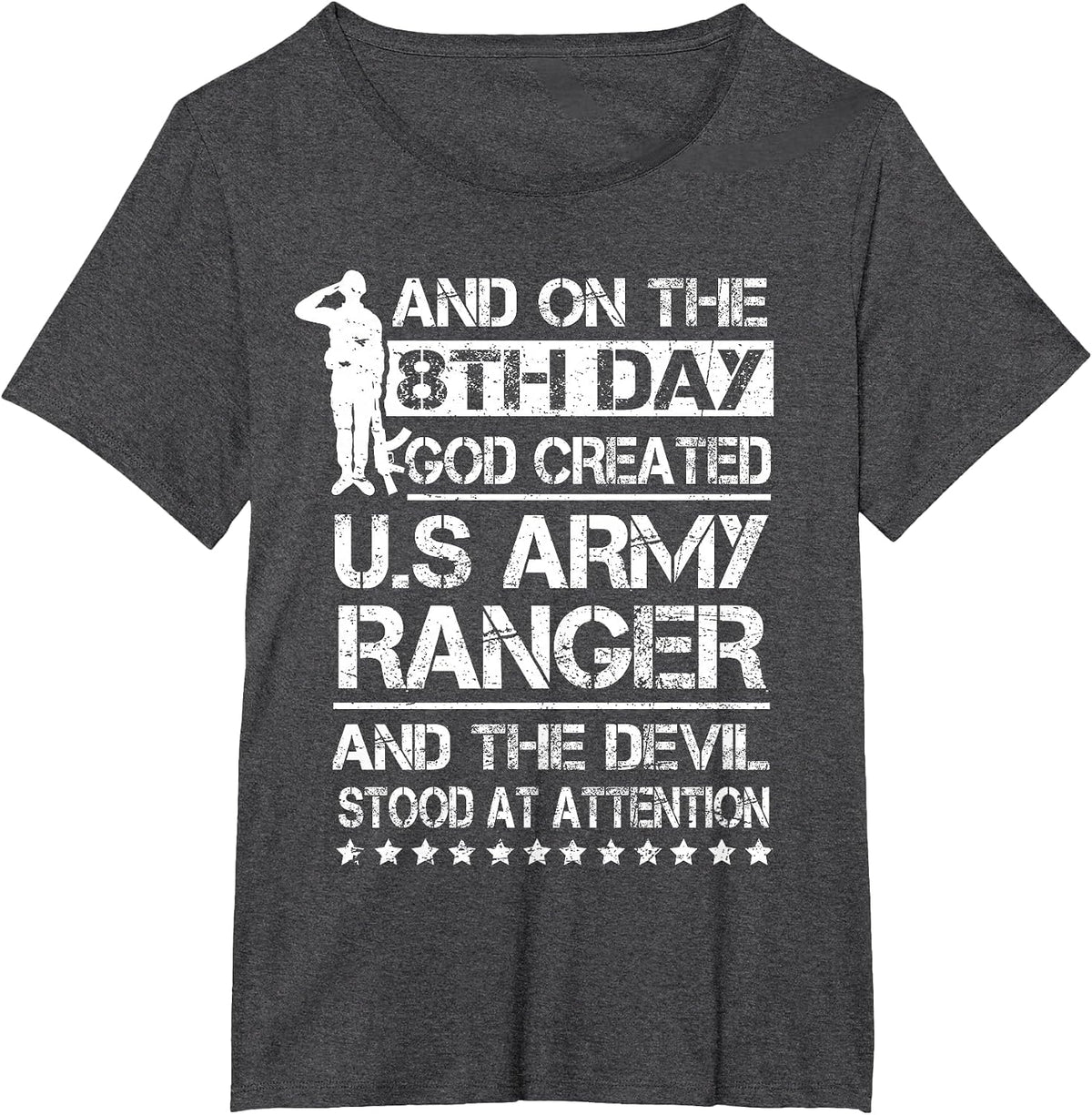 On 8th Day God Created US Army Ranger Veteran T-Shirt - Dark Heather Grey