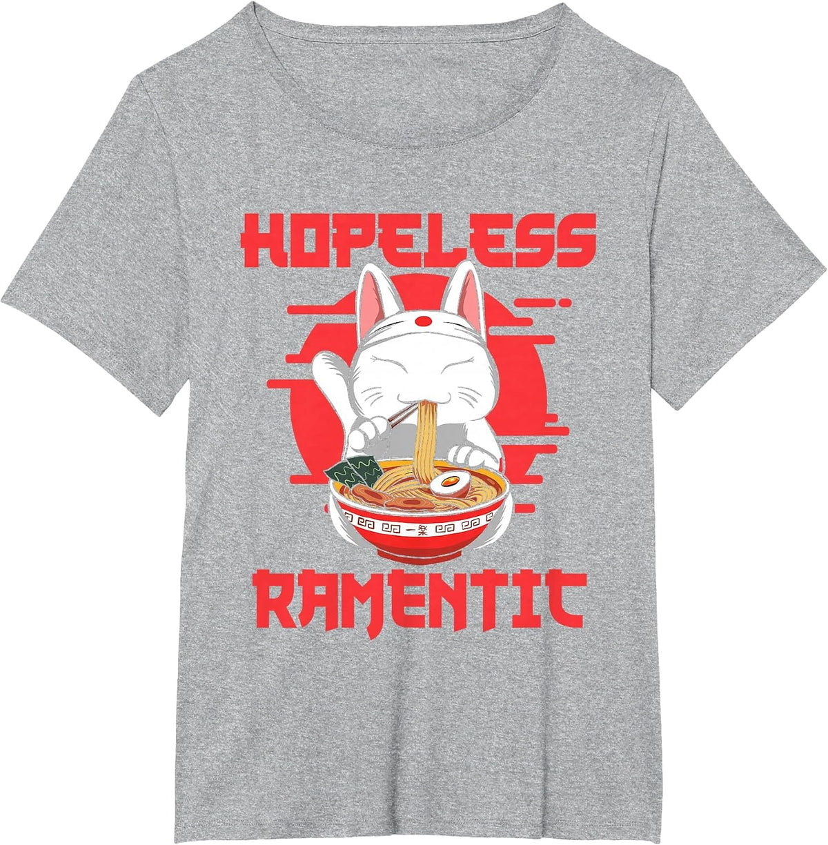 Hopeless Ramentic - Kawaii Japanese Noodles Ramen Lover T-Shirt - Heather Grey