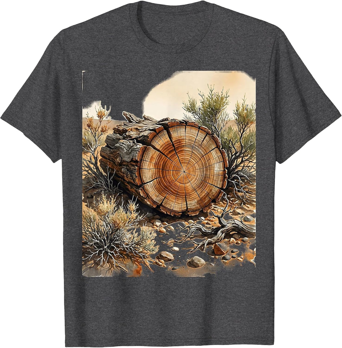 Petrified Wood Desert Scrub National Park Graphic T-Shirt - Dark Heather Grey