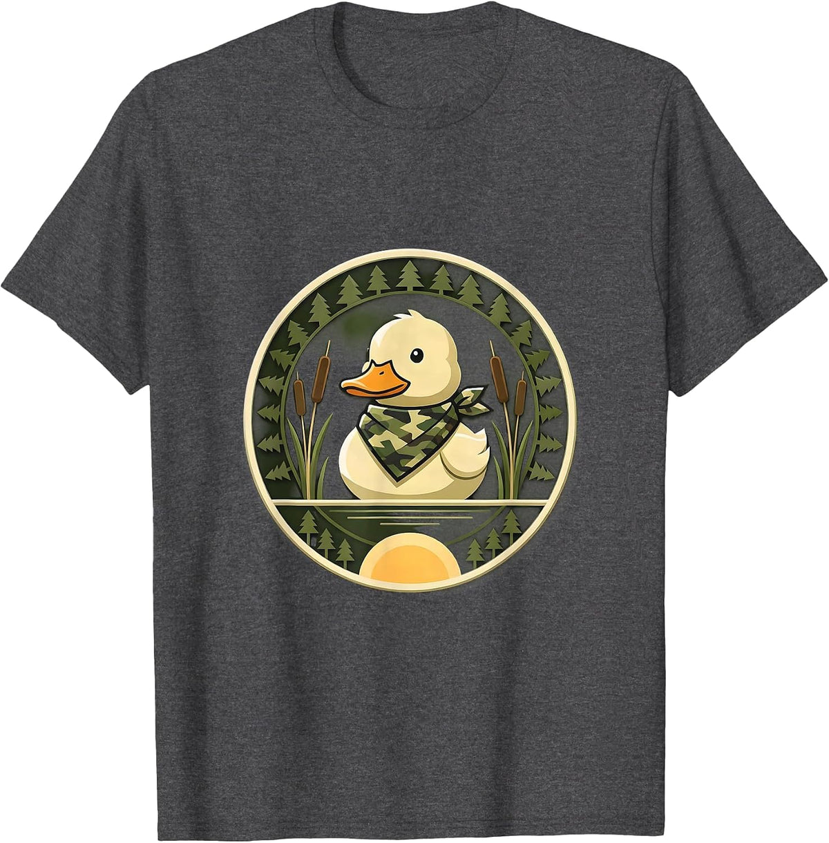 Cute Baby Duck Camo Bandana Toddler Design T-Shirt - Dark Heather Grey