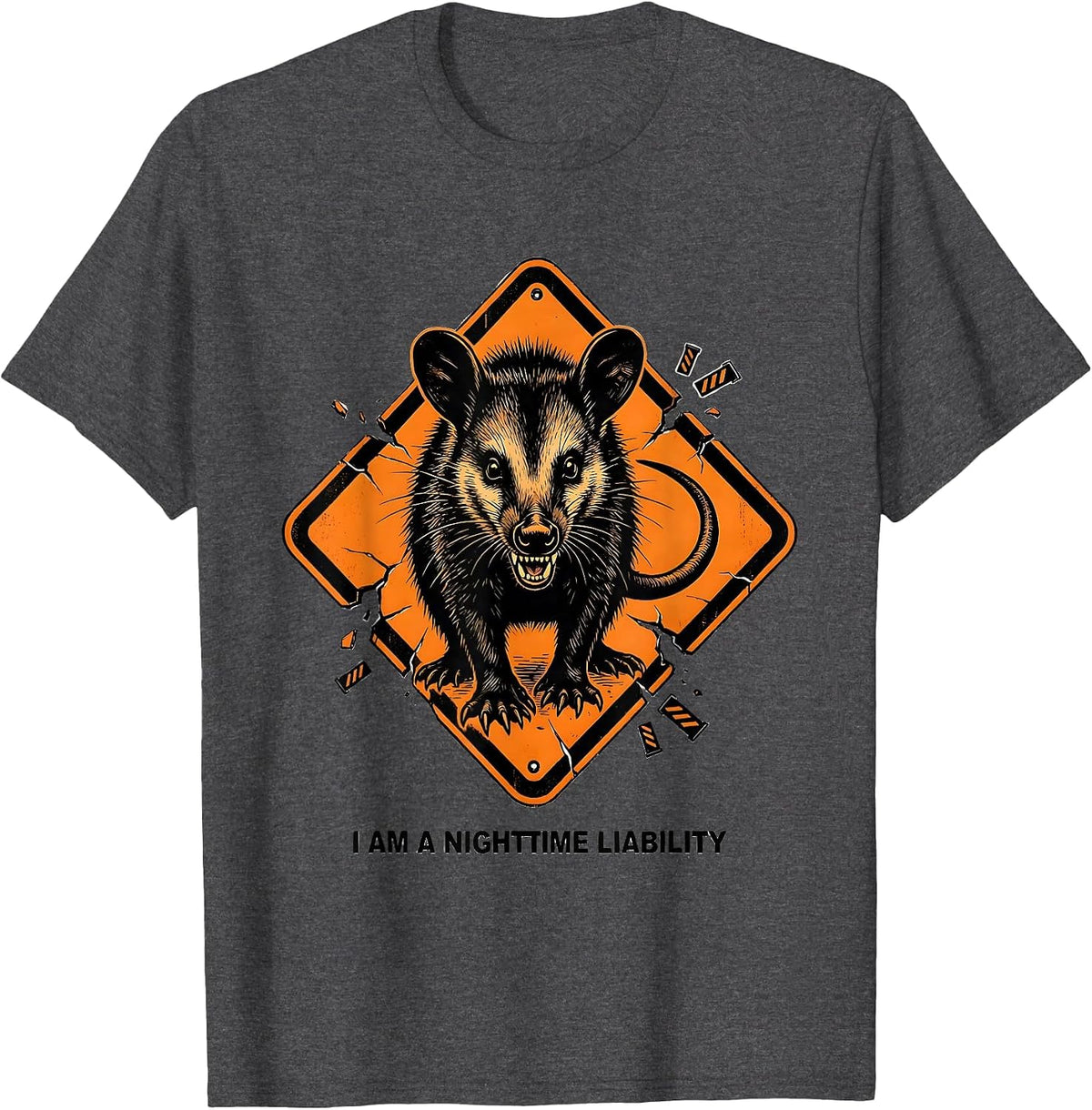 Men's I Am A Nighttime Liability Funny Opossum Meme Animal Lover T-Shirt - Dark Heather Grey