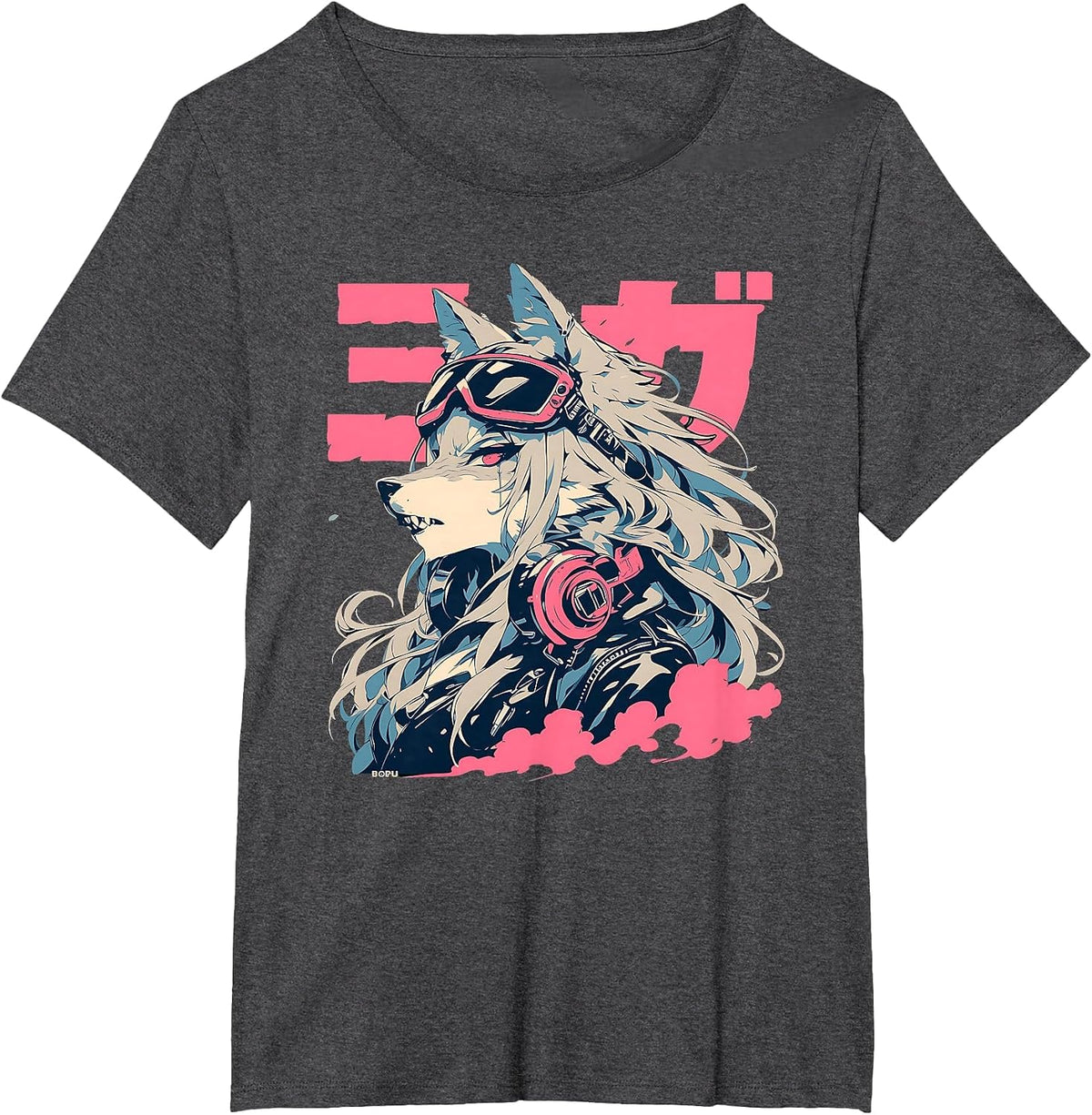 Goth Grunge Demon Anime Furry Wolf Horror Old Aesthetic T-Shirt - Dark Heather Grey