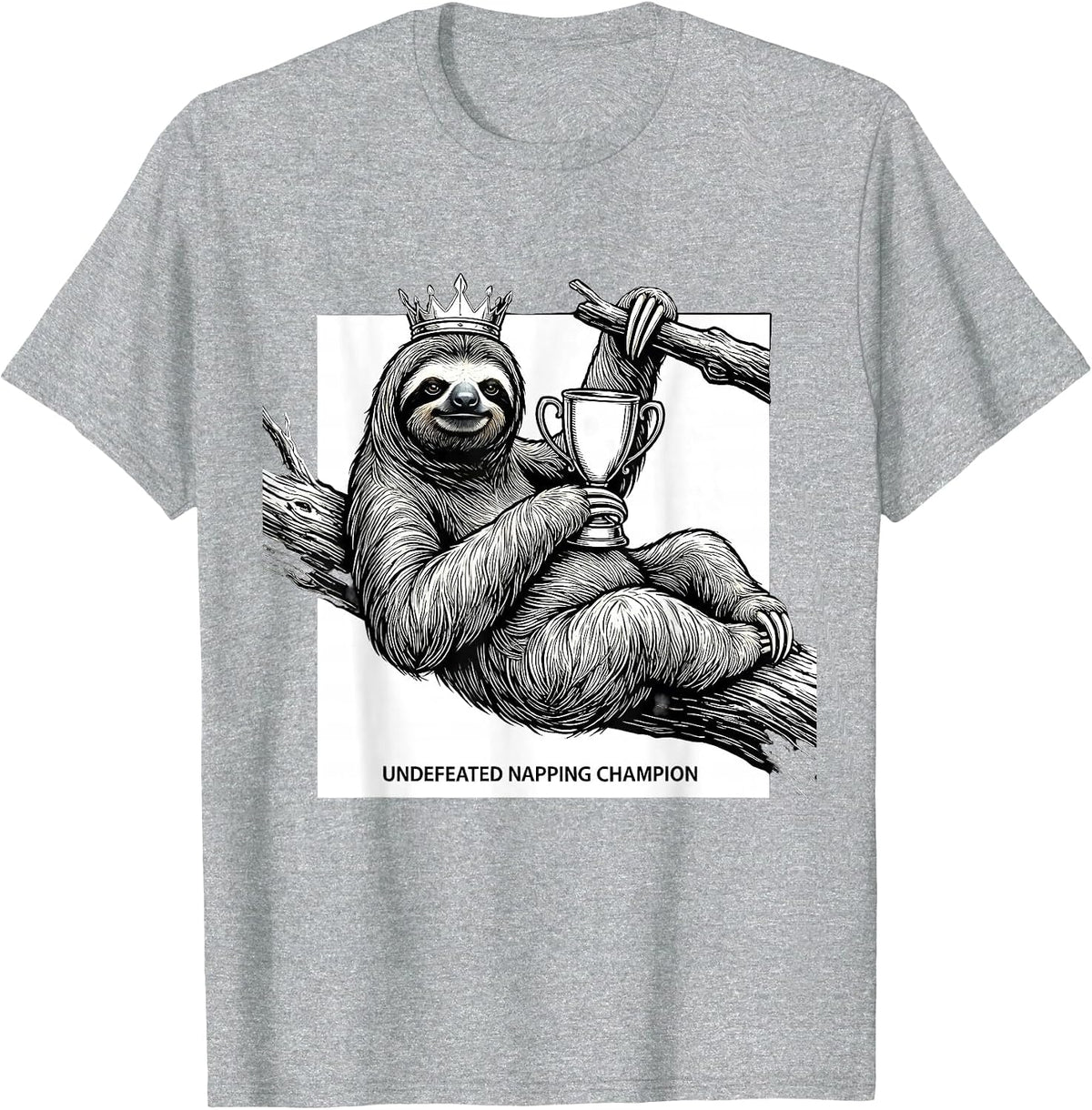 Men's Undefeated Napping Champion Funny Sloth Lover Novelty Humor T-Shirt - Heather Grey