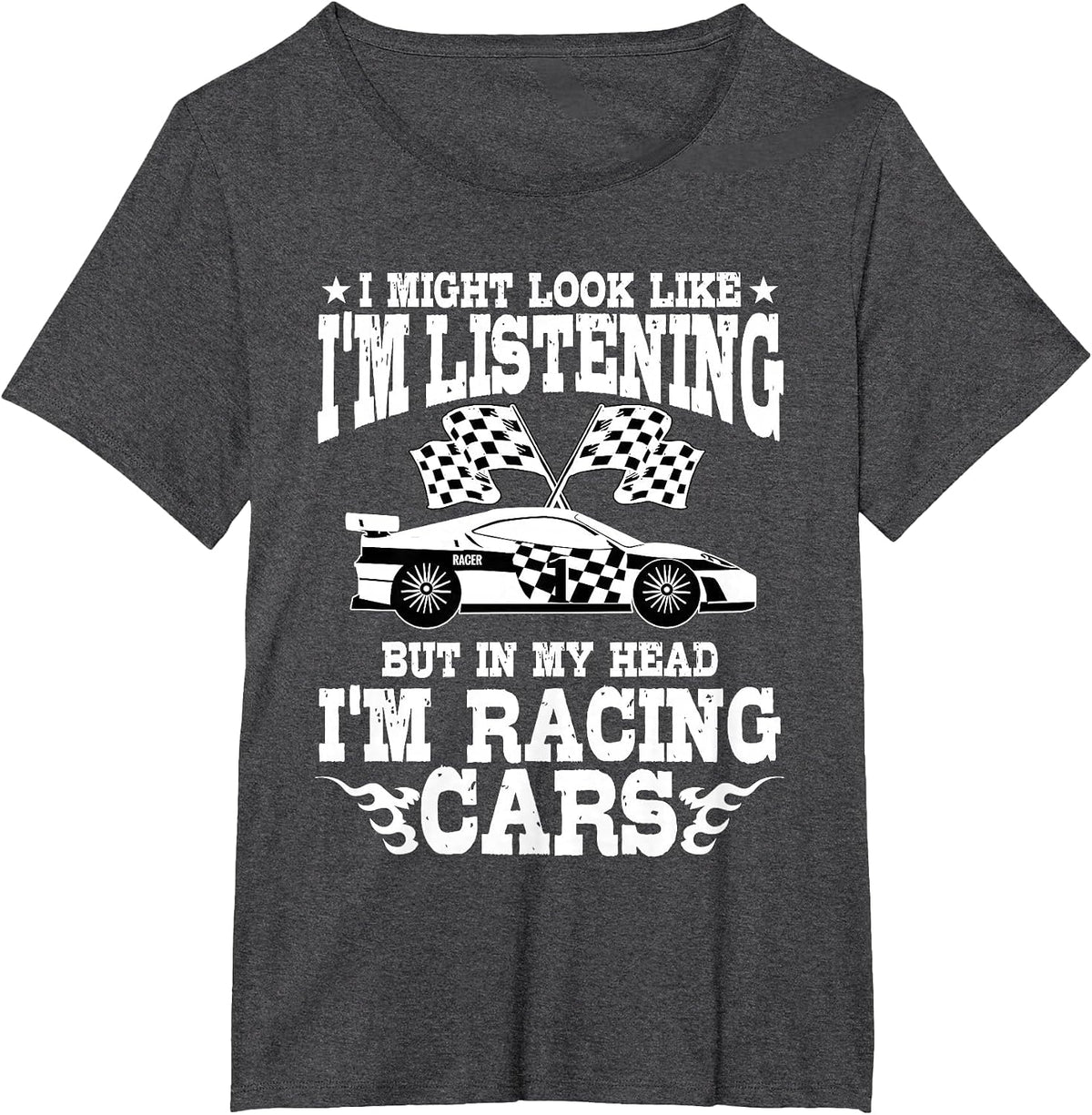 Racer Race Fast Cars Track Racetrack Racing Racers Raceday T-Shirt - Dark Heather Grey