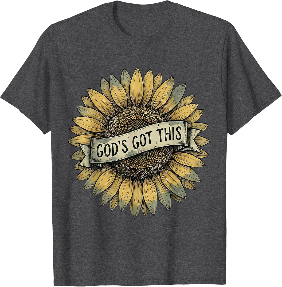 Faith Over Fear God's Got This Inspirational Design T-Shirt - Dark Heather Grey