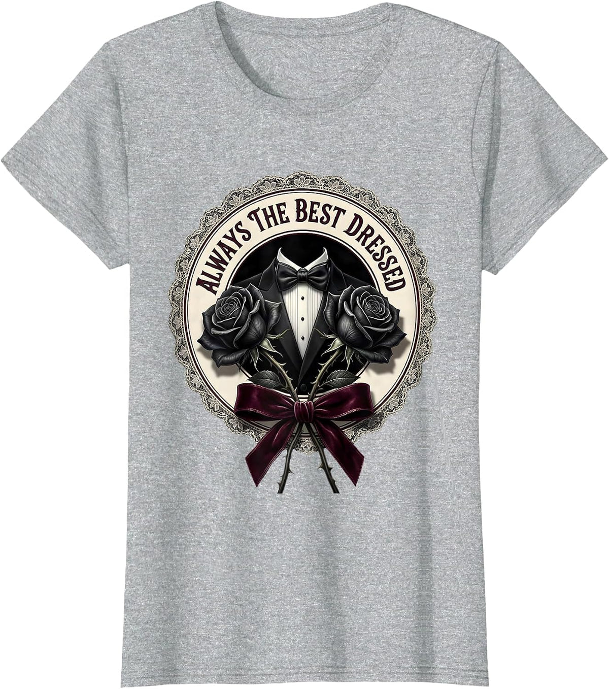 Women's Always the Best Dressed Tuxedo Graphic Design T-Shirt - Heather Grey