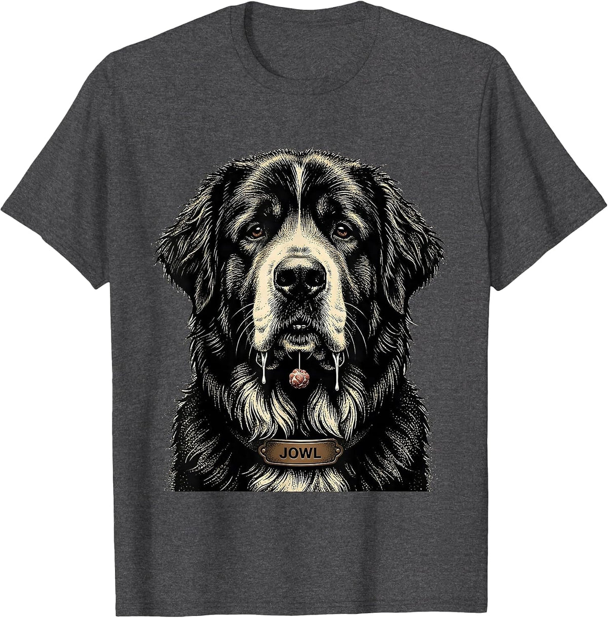JOWL Funny Great Pyrenees Dog Mom Drooling Breed Humor T-Shirt - Dark Heather Grey