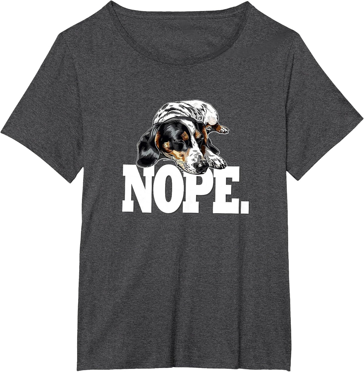 Mens Womens Girls Funny Napping Nope Piebald Dachshund Lover T-Shirt - Dark Heather Grey