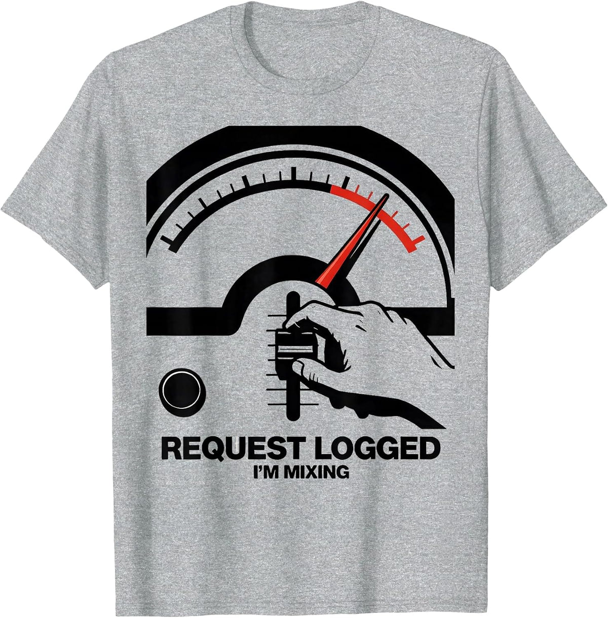 Men's Request Logged, I'm Mixing Brutalist DJ Humor Retro Tribute T-Shirt - Heather Grey