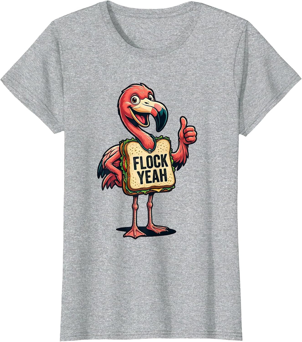 Women's Flock Yeah Flamingo Lover Design T-Shirt - Heather Grey