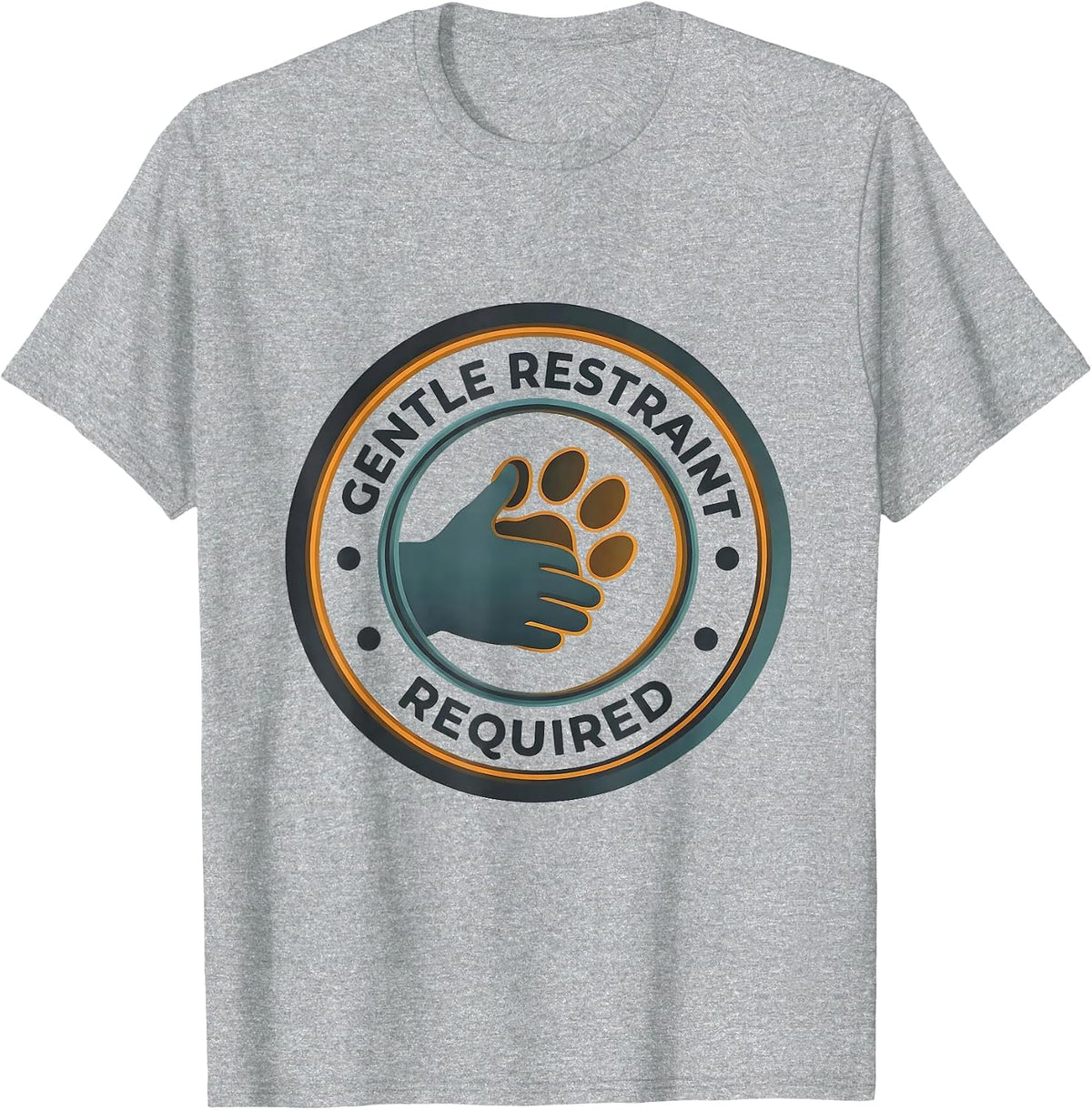 Men's GENTLE RESTRAINT REQUIRED Editorial Conceptual Vet Tech T-Shirt - Heather Grey