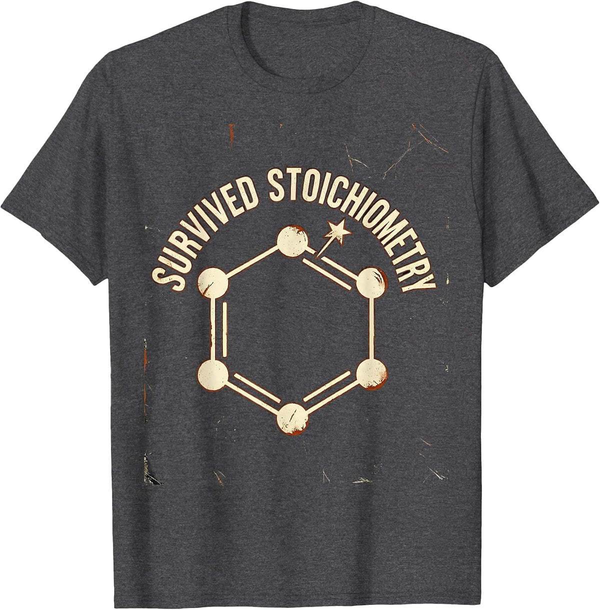 Survived Stoichiometry Distressed Science Humor Chemistry T-Shirt, Men, Dark Heather Grey, Medium - As Pictured
