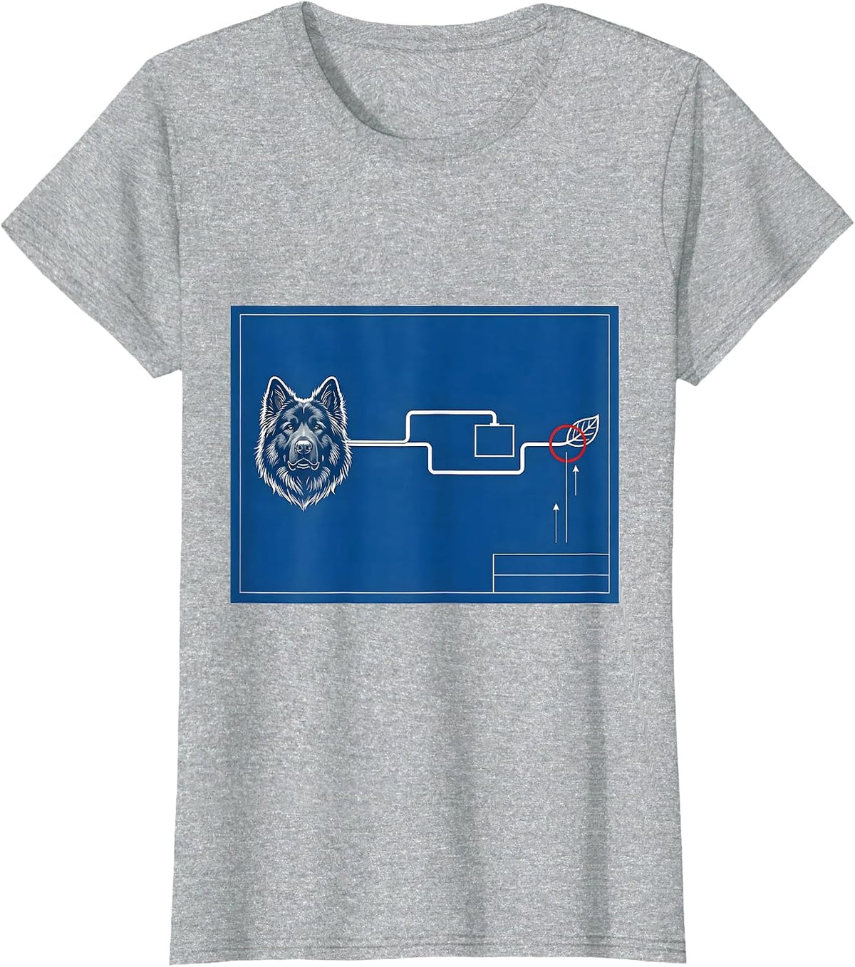 Women's Great Pyrenees Technical Blueprint Dog Owner Humor T-Shirt - Heather Grey