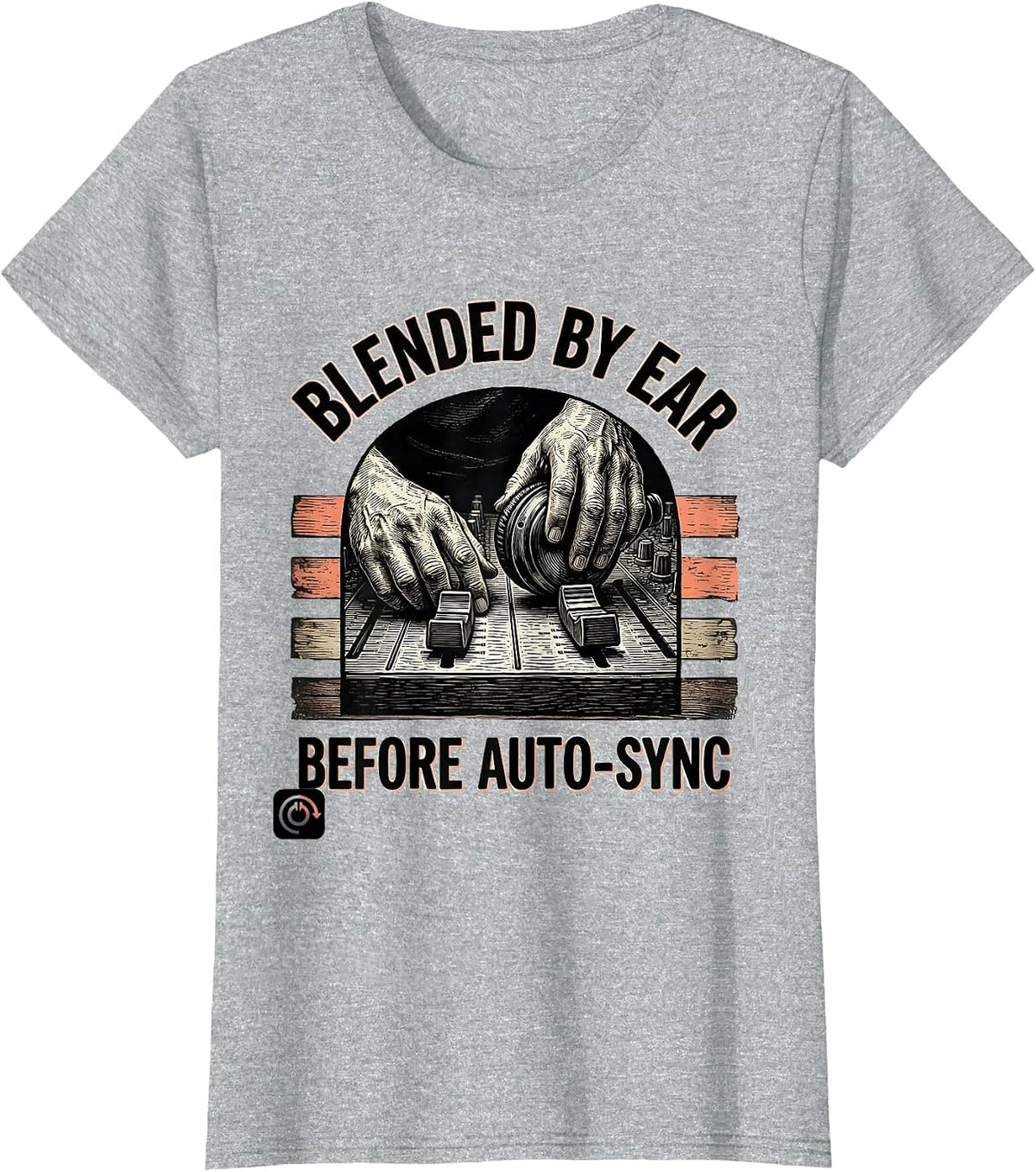 Women's Blended By Ear Before Auto-Sync Funny DJ Gift Vintage Retro T-Shirt - Heather Grey