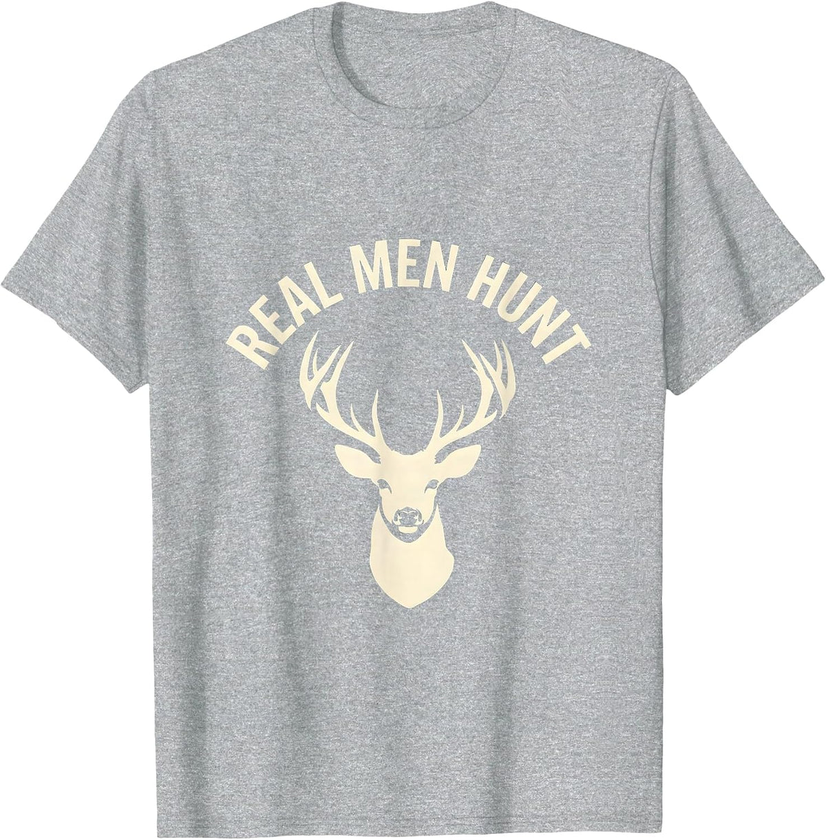 Men's Real Men Hunt Bold Hunting Graphic Design T-Shirt - Heather Grey