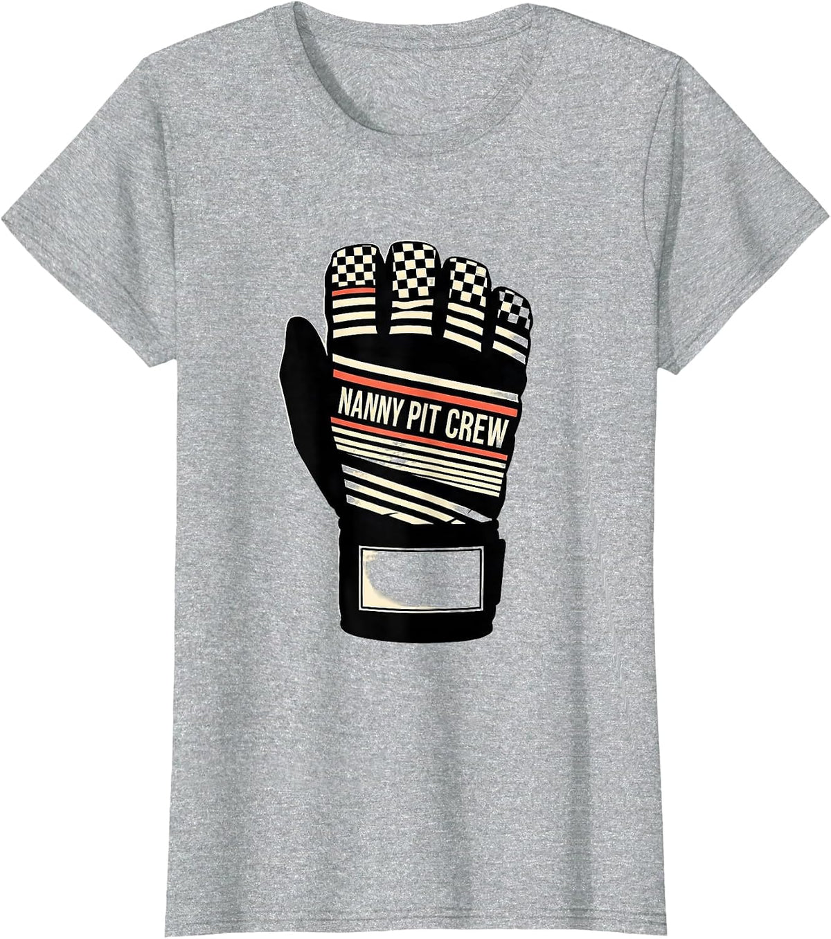 Women's Nanny Pit Crew Disrupted Stripe Graphic Race Car Birthday T-Shirt - Heather Grey