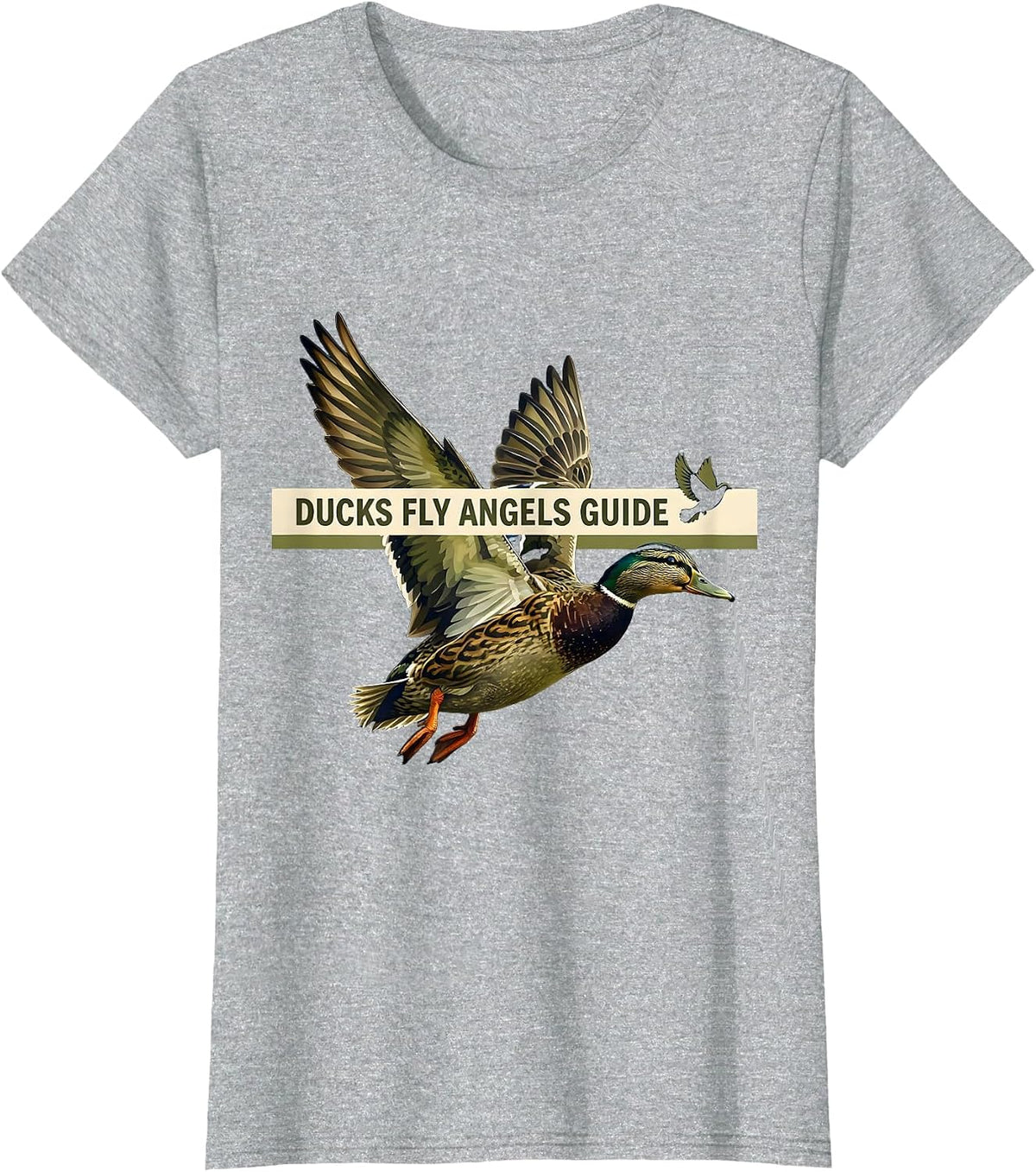Women's Ducks Fly Angels Guide Duck Camo Design T-Shirt - Heather Grey