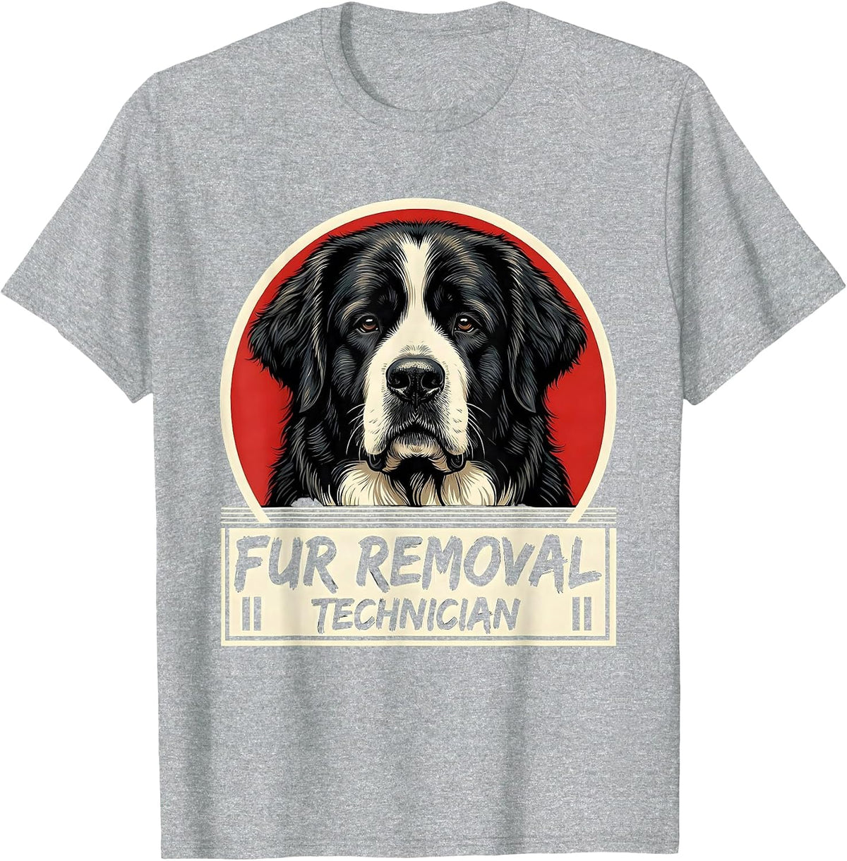 Men's Fur Removal Technician Funny Great Pyrenees Dog Owner Humor T-Shirt - Heather Grey