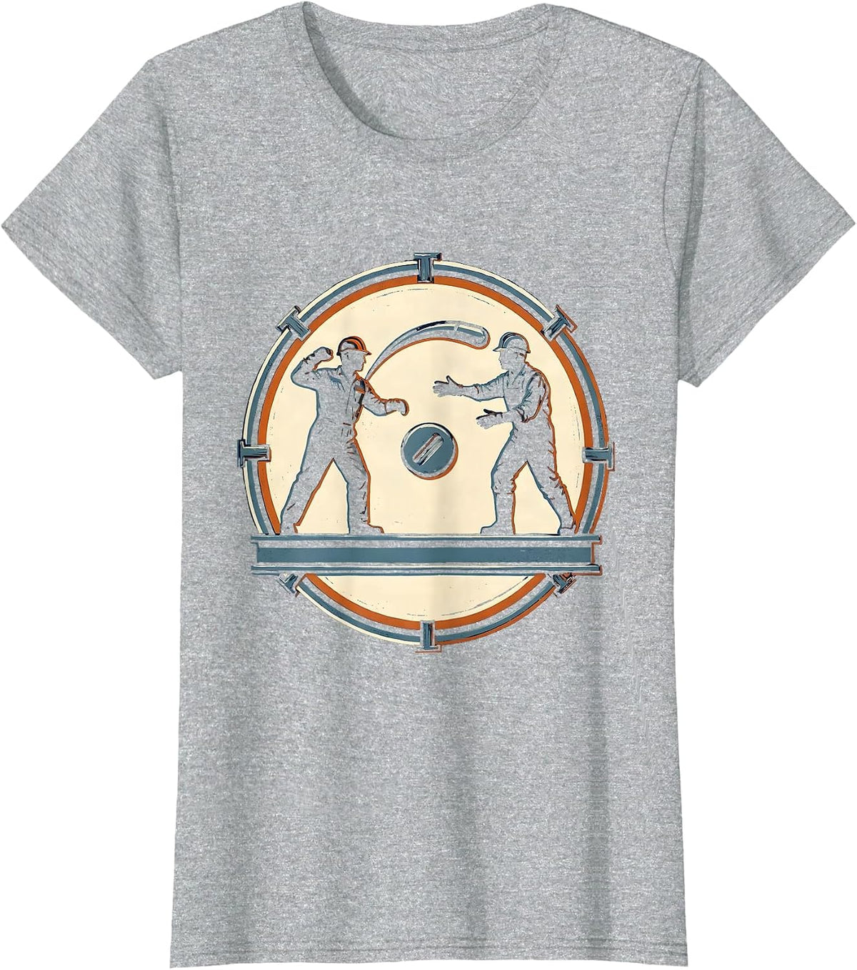 Labor Day Rivet Catch Graphic Tee T-Shirt - Heather Grey