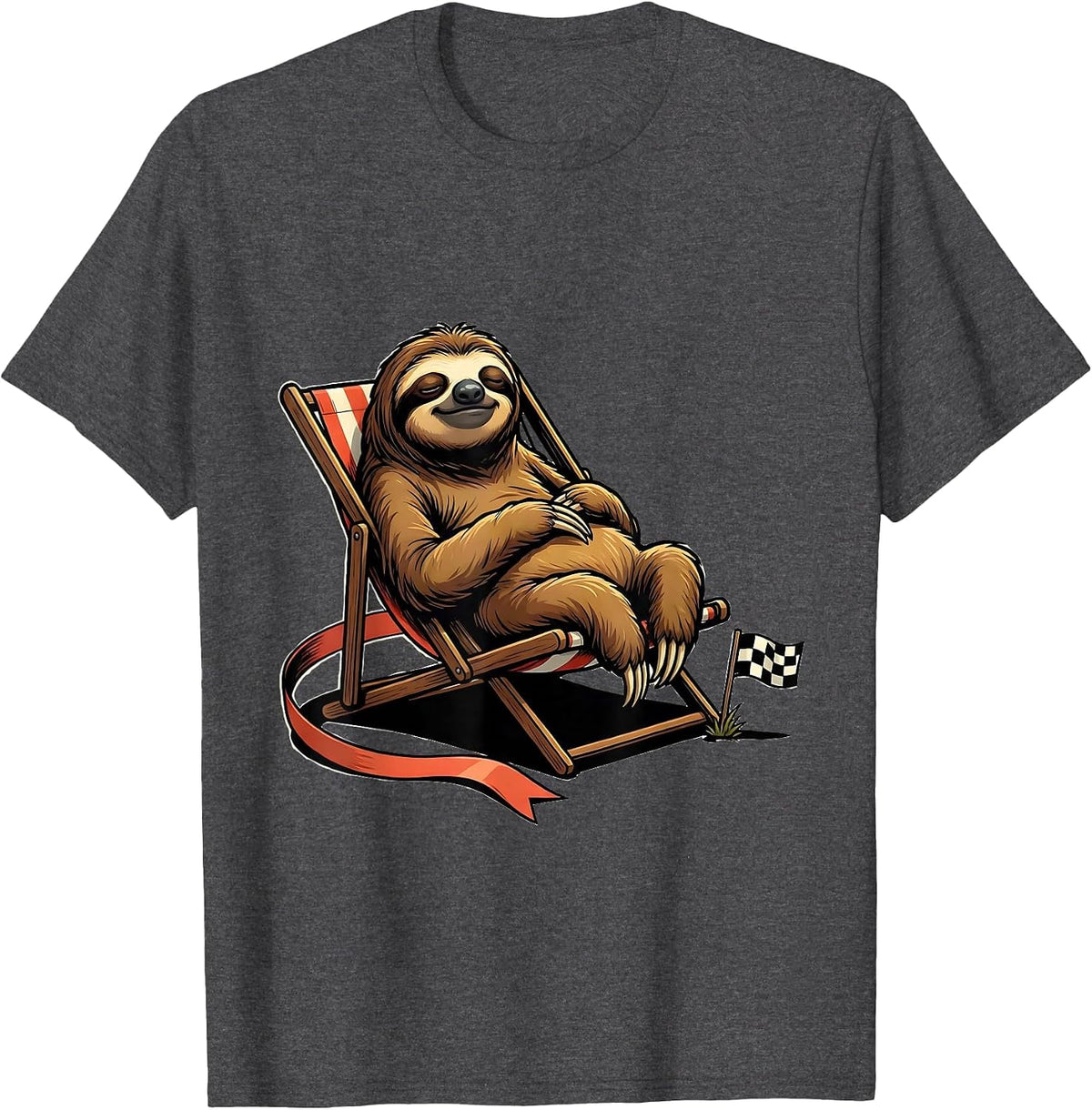 Calm Sloth Lounging Funny Animal Lover Humor T-Shirt, Men, Dark Heather Grey, 3X-Large - As Pictured