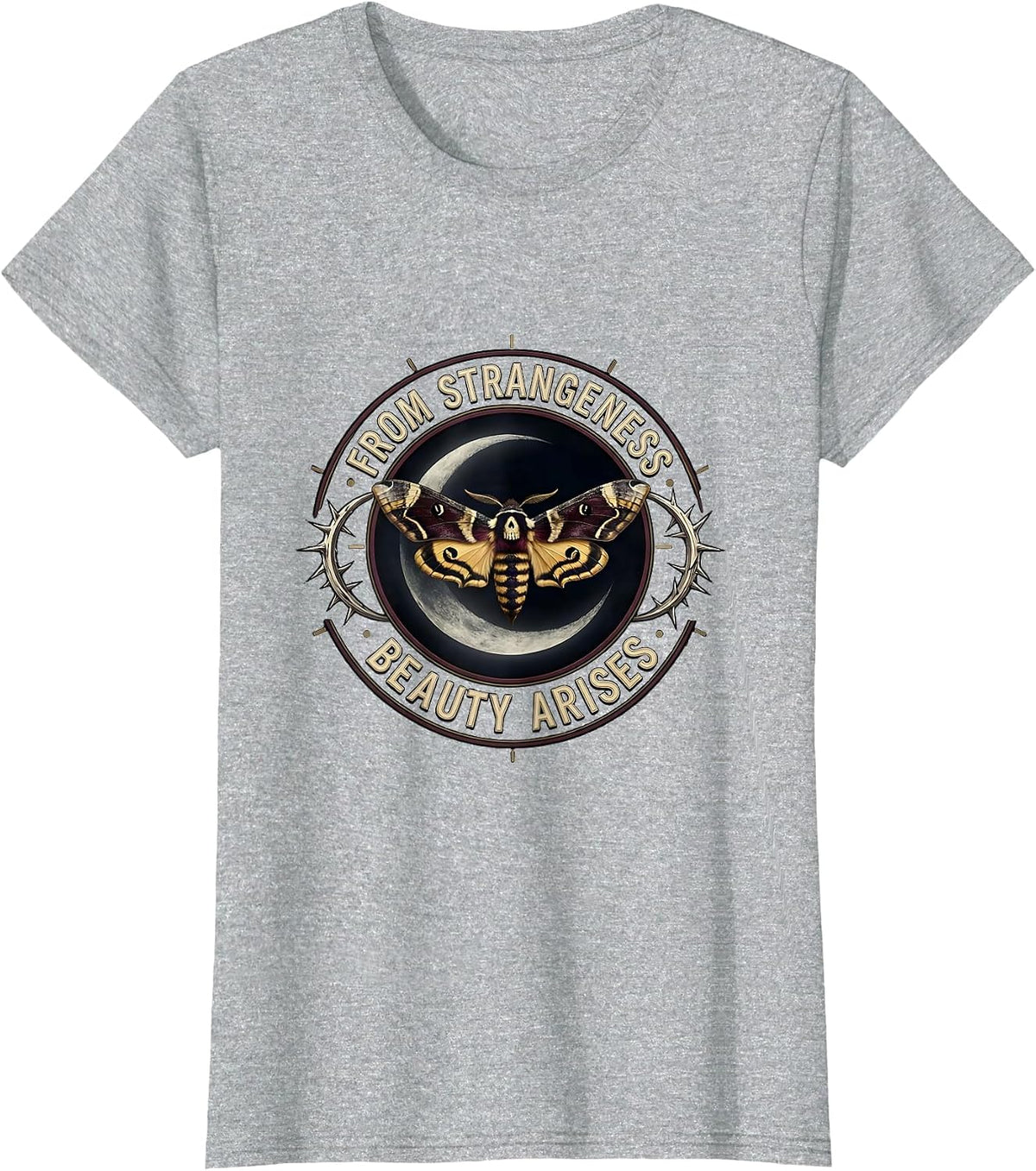 From Strangeness Beauty Arises Gothic Edgar Allan Poe T-Shirt - Heather Grey