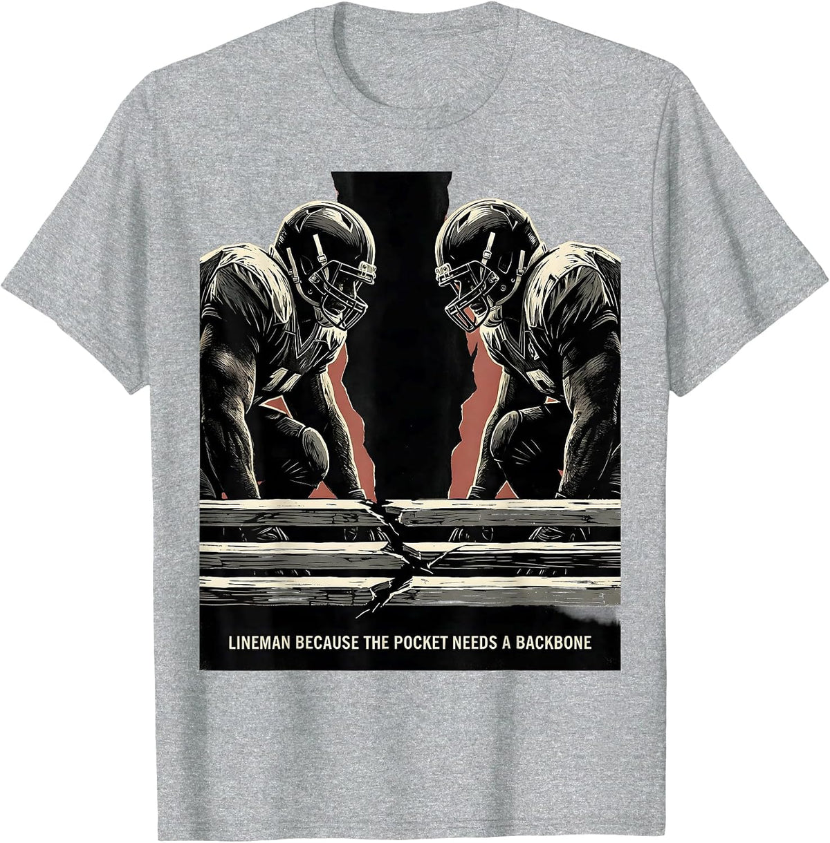 Men's Lineman Because The Pocket Needs A Backbone Football T-Shirt - Heather Grey