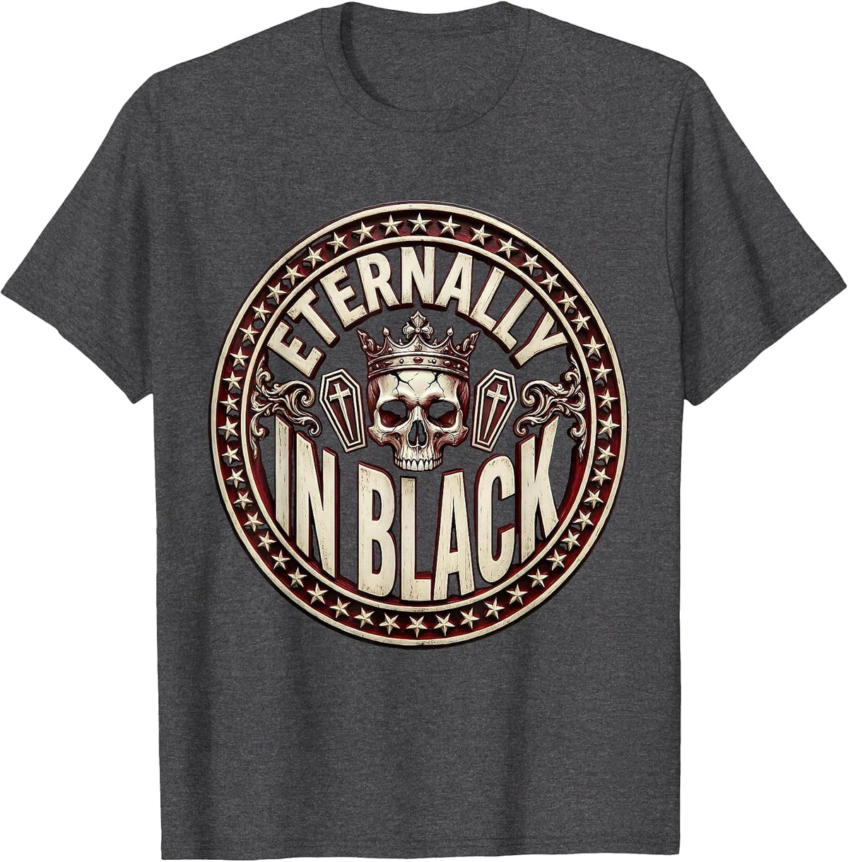 Eternally in Black Goth Dark Aesthetic Design T-Shirt - Dark Heather Grey