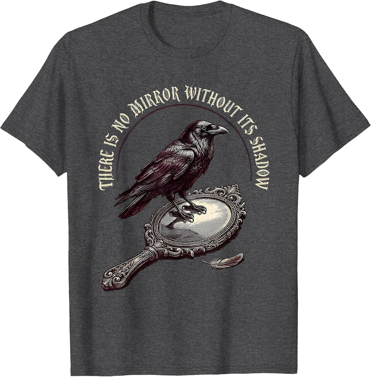 Men's There Is No Mirror Without Its Shadow Gothic Edgar Allan Poe T-Shirt - Dark Heather Grey