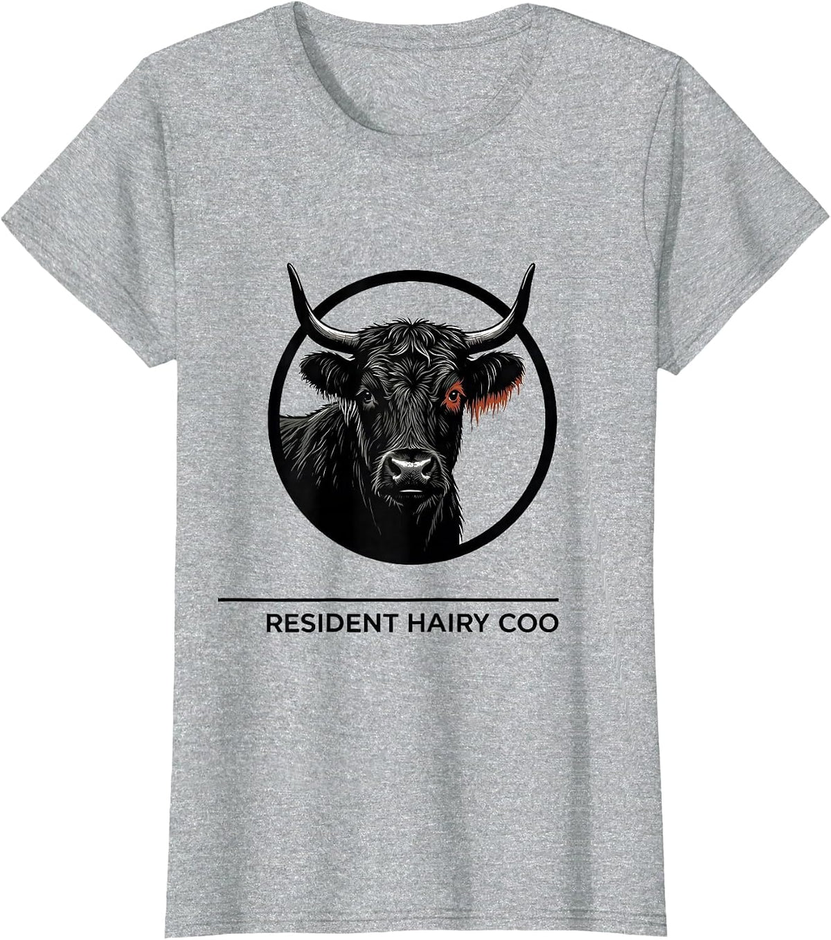 Resident Hairy Coo Funny Highland Cow Humor Scottish Cow T-Shirt - Heather Grey