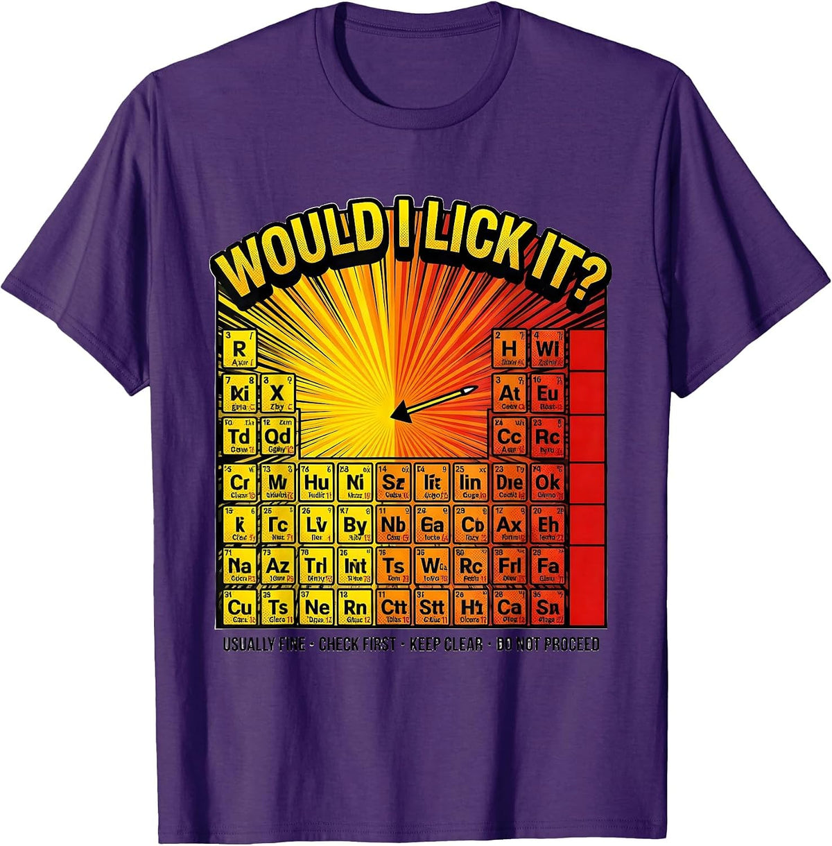 Men's Would I Lick It? Funny Periodic Table Science Teacher T-Shirt - Purple