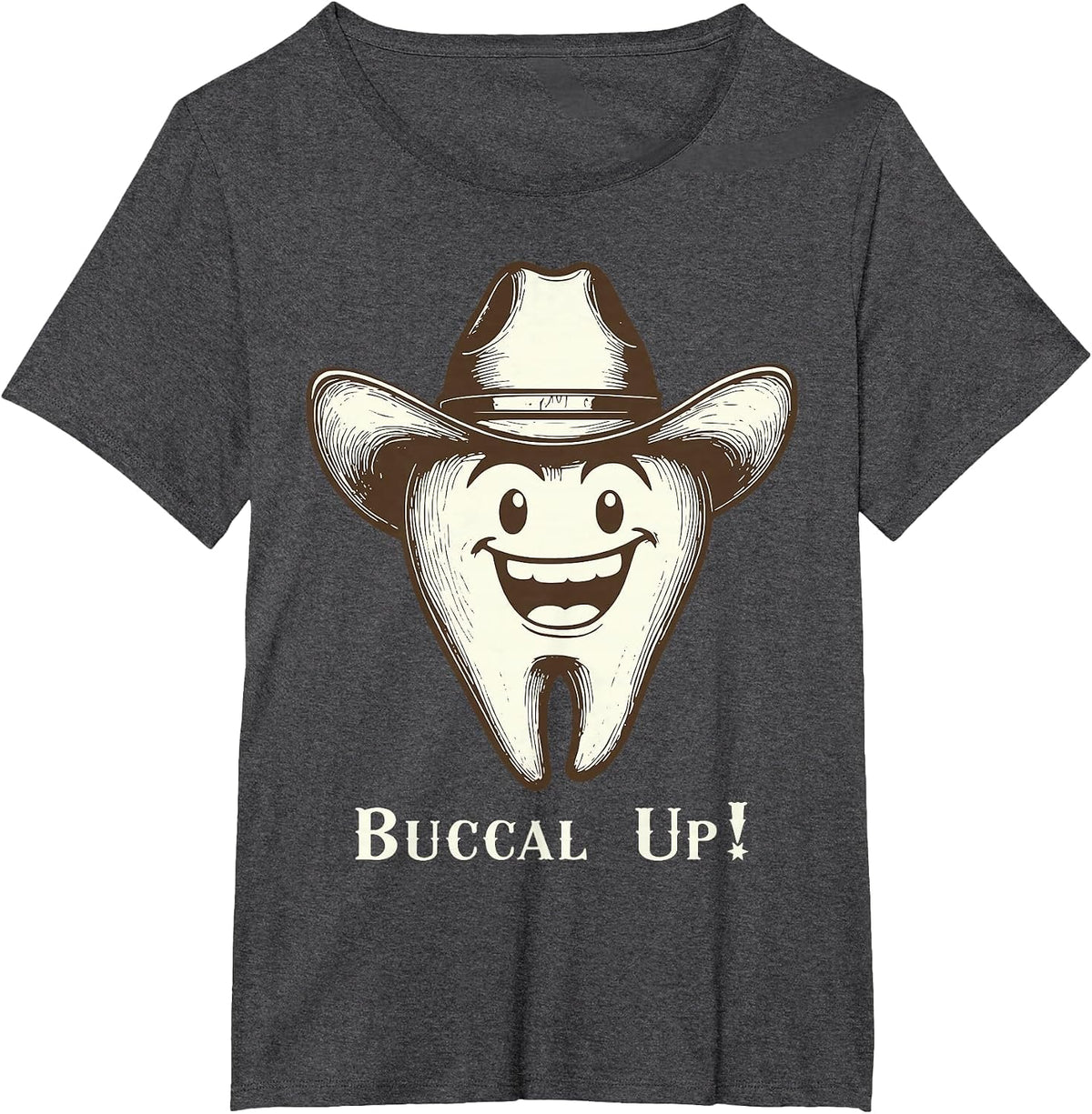 Cowboy Tooth Western Howdy Dentist Hygienist Dental Squad T-Shirt - Dark Heather Grey
