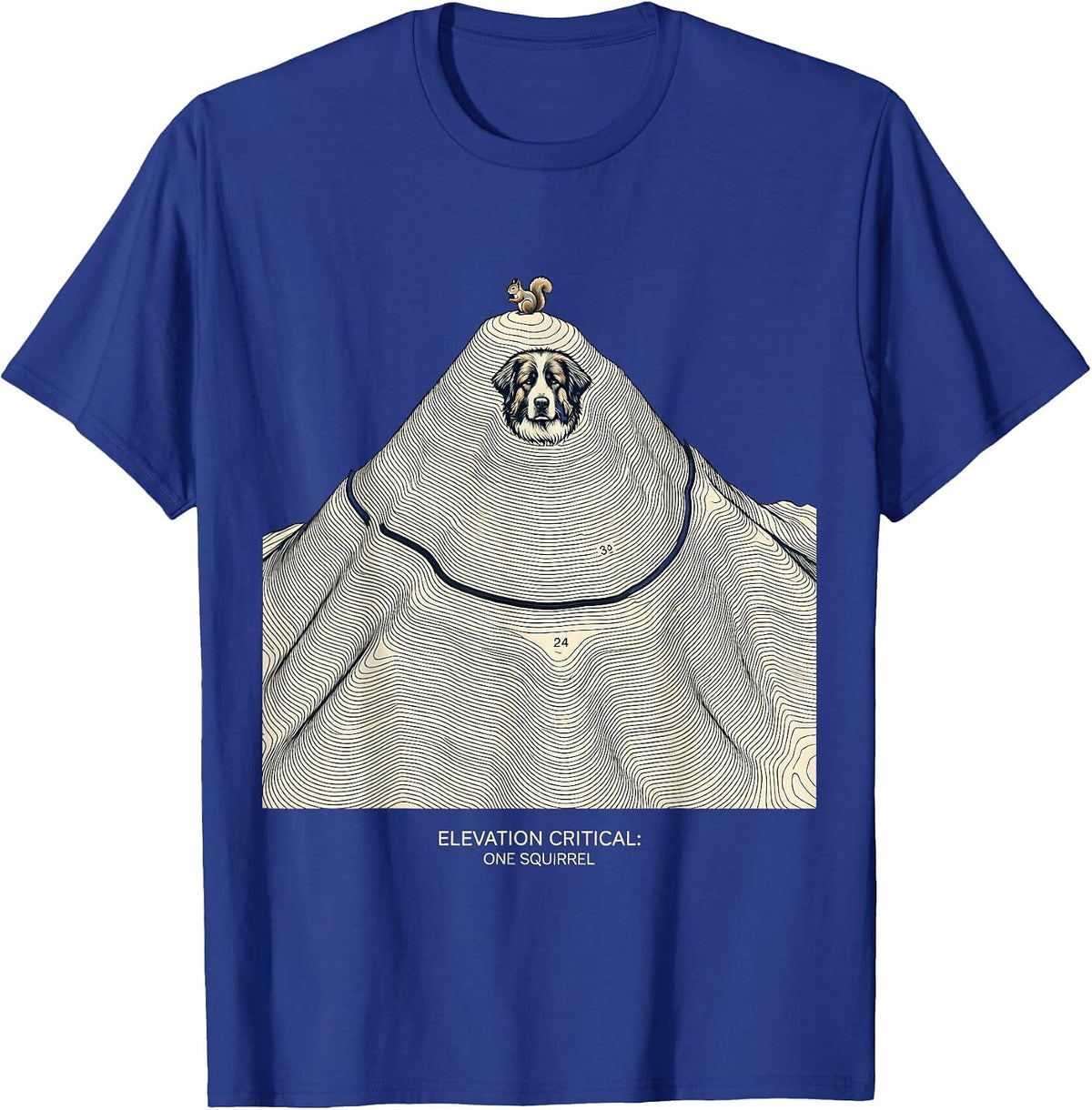 Men's Elevation Critical: One Squirrel Great Pyrenees Dog Owner T-Shirt - Royal Blue