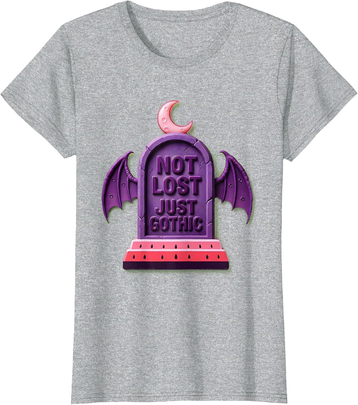 Not Lost Just Gothic Dark Aesthetic Design T-Shirt - Heather Grey