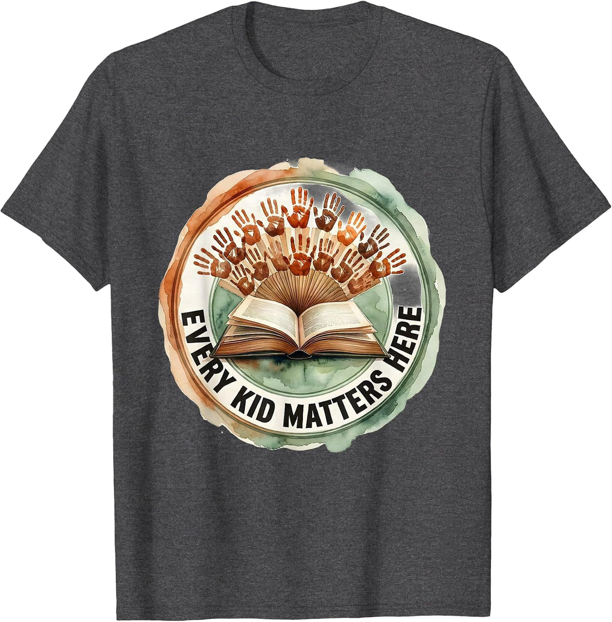 Men's Every Kid Matters Here Teacher Design T-Shirt - Dark Heather Grey