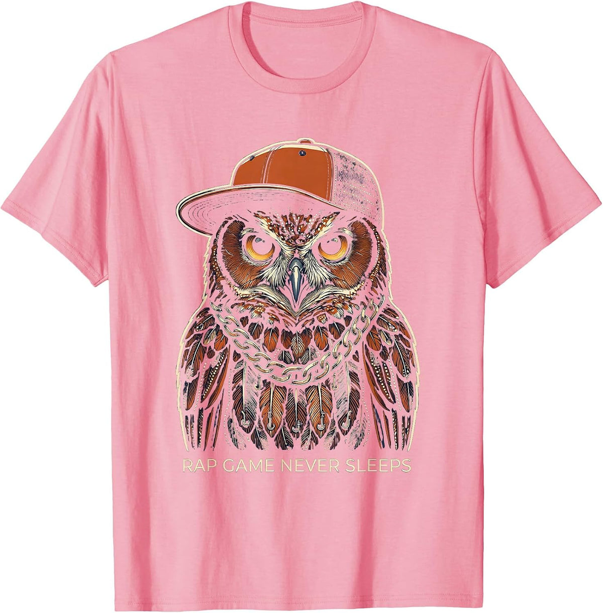Men's Rap Game Never Sleeps Hip Hop Graphic Design T-Shirt - Pink