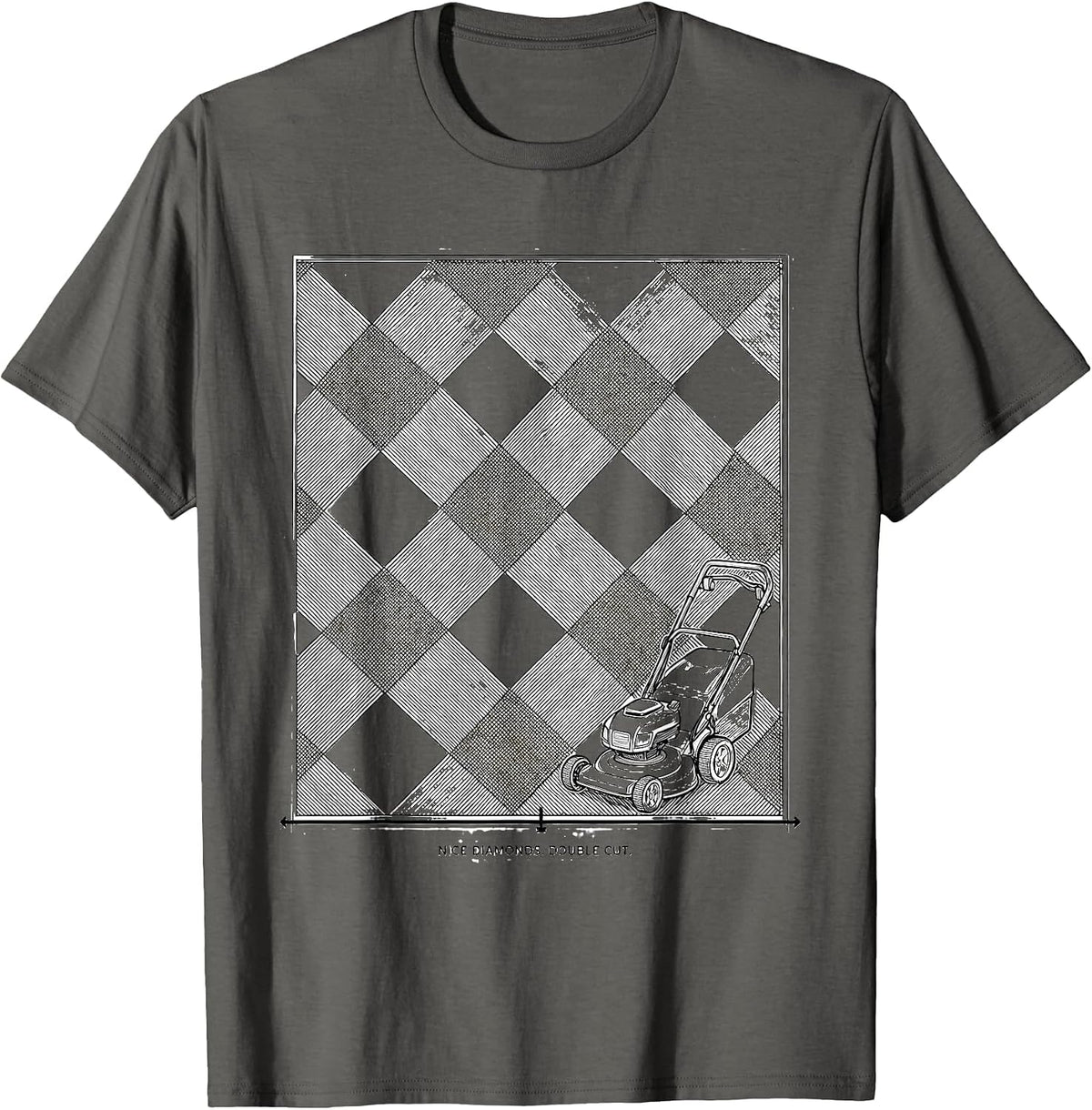 Men's Nice Diamonds Double Cut Funny Lawn Mower Dad Gardener Gift T-Shirt - Asphalt Grey