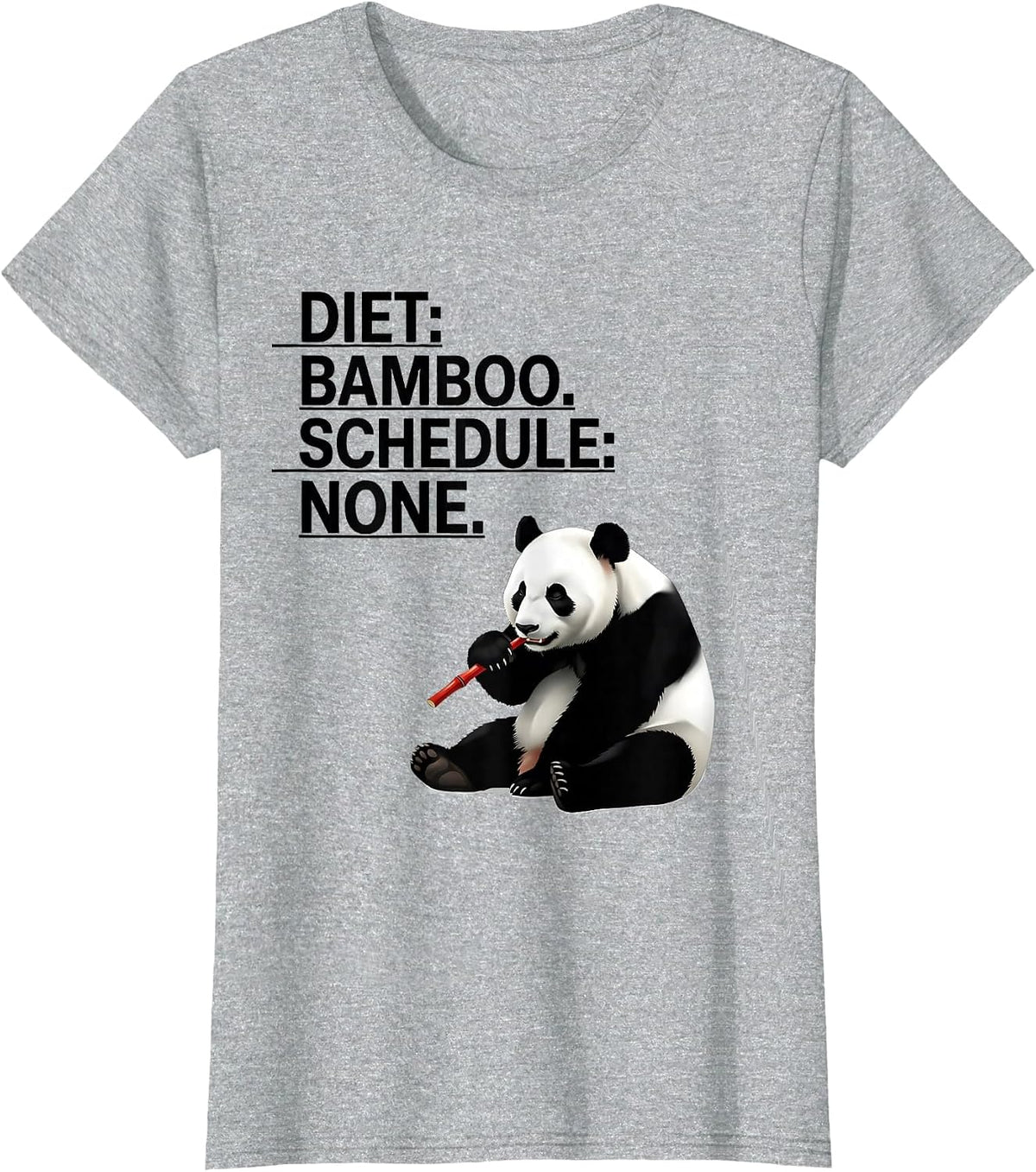 Diet Bamboo Schedule None Cute Panda Lover Animal Humor T-Shirt - Heather Grey