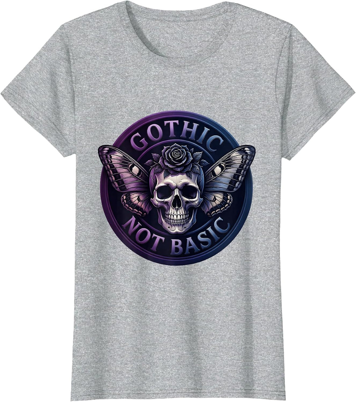 Gothic Not Basic Dark Aesthetic Design T-Shirt - Heather Grey