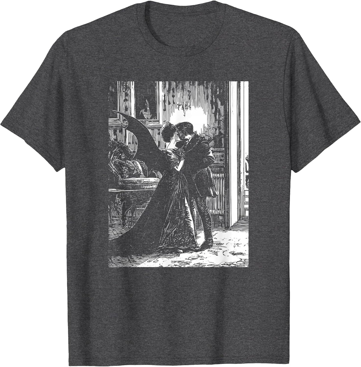 Vampire Kiss Romantic Gothic Gothic Grunge Old Aesthetics T-Shirt - Dark Heather Grey