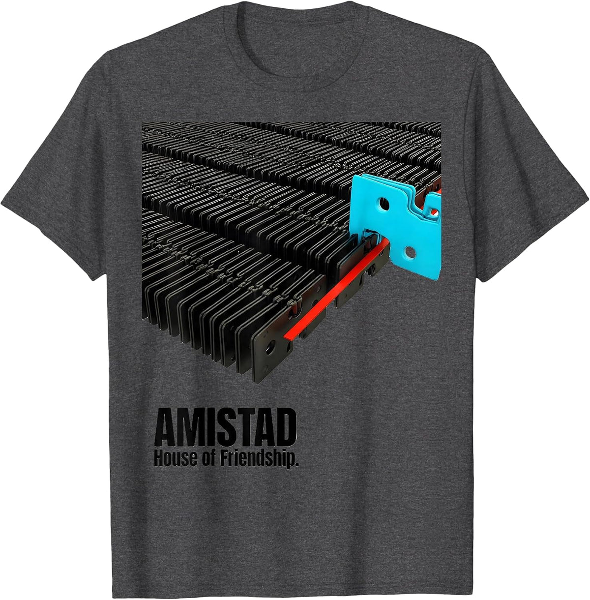 AMISTAD House of Friendship School Spirit Teachers Students T-Shirt - Dark Heather Grey