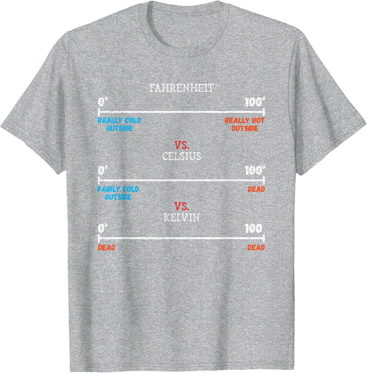 Fahrenheit vs Celsius vs Kelvin Science Humour Chemistry T-Shirt - Heather Grey